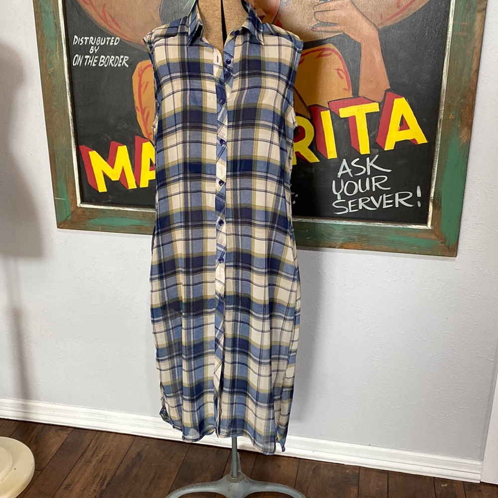 Boho Jane Plaid Sleeveless Duster with Pockets